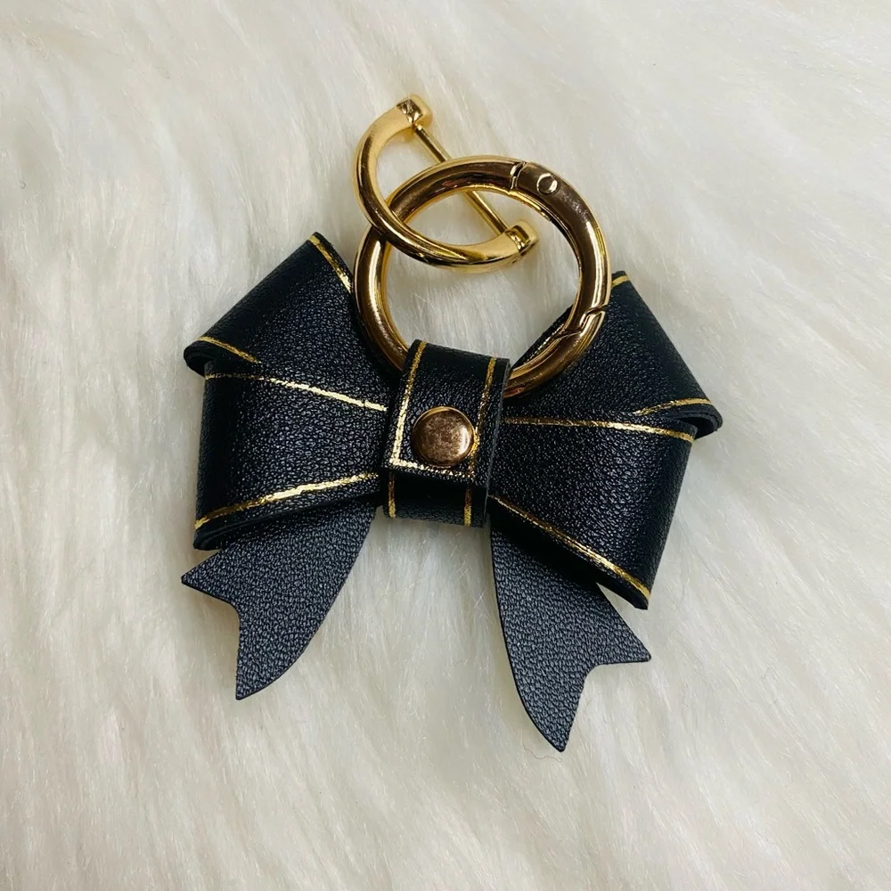 Black Bow Bag Charm Key Ring Fob Keychain Purse Charm New Handmade Gift
